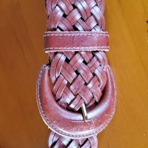 TALBOTS Double Braided Genuine Leather Brown Belt Size XL